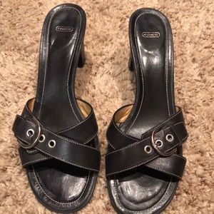 Coach black slip on sandals 9 1/2
